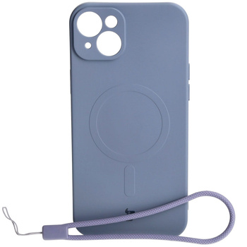Etui silikonowe z pierścieniem magnetycznym Bizon Case Silicone Magnetic do iPhone 15 Plus, szare