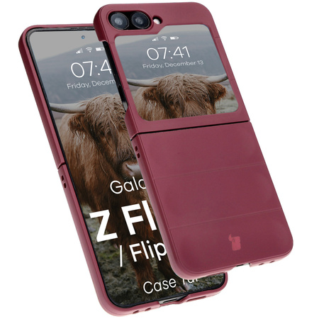 Pancerne etui Bizon Case Tur do Galaxy Z Flip7 FE / Z Flip6, burgundowe