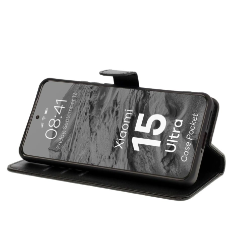 Etui z klapką Bizon Case Pocket do Xiaomi 15 Ultra, czarne