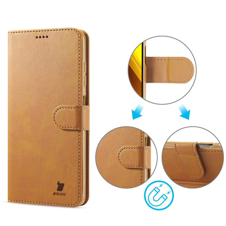 Etui Bizon Case Wallet do Xiaomi Poco X3 / NFC / Pro, jasnobrązowe