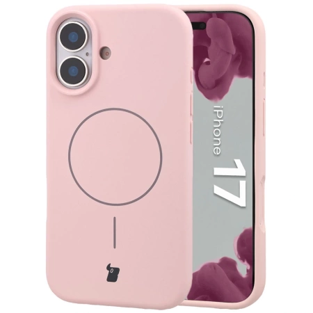 Silikonowe etui z pierścieniem magnetycznym Bizon Soft Case Magnetic do iPhone 17, jasnoróżowe