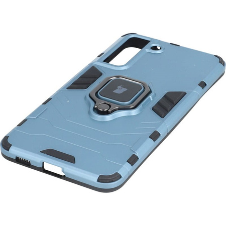 Etui Bizon Case Armor Ring do Galaxy S21 FE, niebieskie