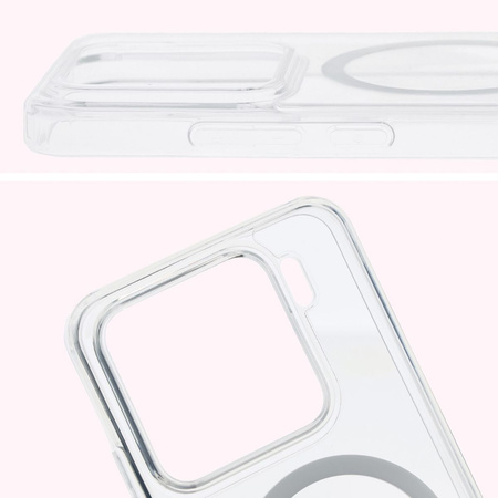 Etui z pierścieniem magnetycznym Bizon Case CrystalO do Xiaomi 15, przezroczyste