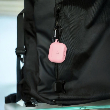 Silikonowe etui z karabińczykiem Bizon Case Headphone Silicone do AirPods Pro 3, różowe