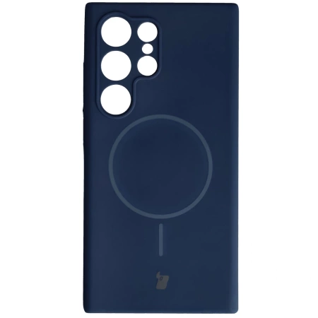 Silikonowe etui z pierścieniem magnetycznym Bizon Soft Case Magnetic do Galaxy S24 Ultra, granatowe