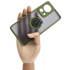 Etui z uchwytem na palec Bizon Case Hybrid Ring do Xiaomi 13 Lite, przydymione z zieloną ramką