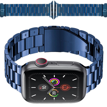 Pasek ze stali nierdzewnej Bizon Strap Watch Aura do Apple Watch 44/45/46/49 mm, niebieski