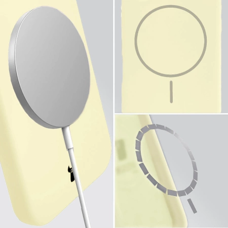 Silikonowe etui z pierścieniem magnetycznym Bizon Soft Case Magnetic do iPhone Air, jasnożółte