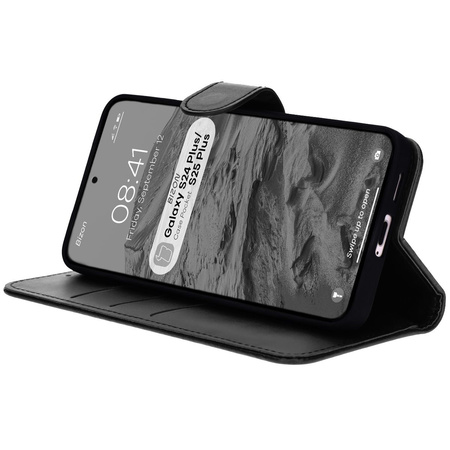 Etui z klapką Bizon Case Pocket do Galaxy S25 Plus / S24 Plus, czarne