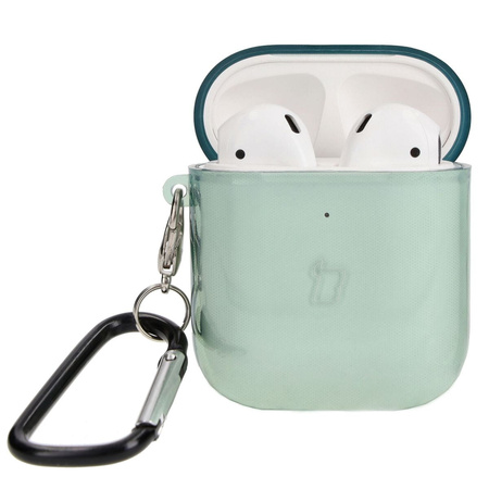 Etui Bizon Case Headphone Clear do Airpods 1/2, przezroczysto-zielone