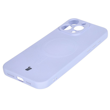 Silikonowe etui z pierścieniem magnetycznym Bizon Case Silicone Magnetic do iPhone 16 Pro, jasnofioletowe