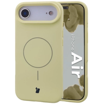 Silikonowe etui z pierścieniem magnetycznym Bizon Soft Case Magnetic do iPhone Air, jasnożółte