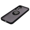 Etui z uchwytem na palec Bizon Case Hybrid Ring do Galaxy A54 5G, przydymione z czarną ramką