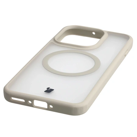 Etui z pierścieniem magnetycznym Bizon Case MatteO do Oppo Find X9, przydymione-beżowe