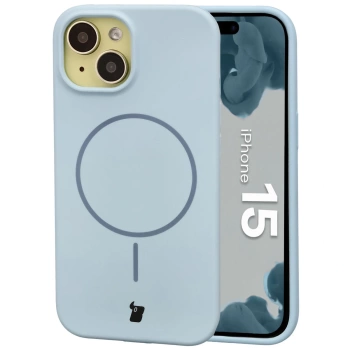 Silikonowe etui z pierścieniem magnetycznym Bizon Soft Case Magnetic do iPhone 15, błękitne