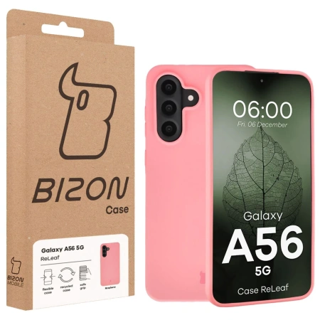 Etui z recyklingu Bizon Case ReLeaf do Galaxy A56 5G, różowe