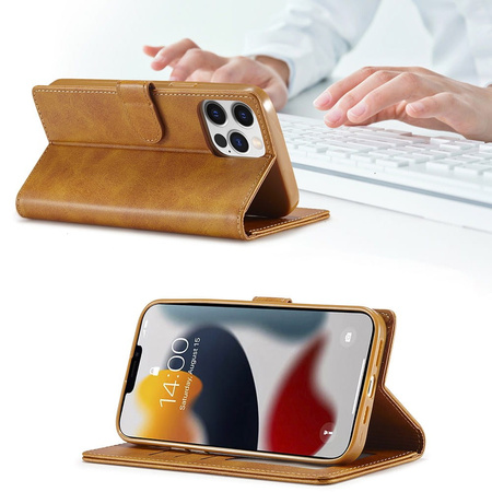 Etui Bizon Case Wallet do iPhone 13 Pro, jasnobrązowe