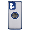 Etui z uchwytem na palec Bizon Case Hybrid Ring do Motorola Moto G84 5G, przydymione z granatową ramką
