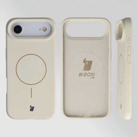 Silikonowe etui z pierścieniem magnetycznym Bizon Soft Case Magnetic do iPhone Air, écru