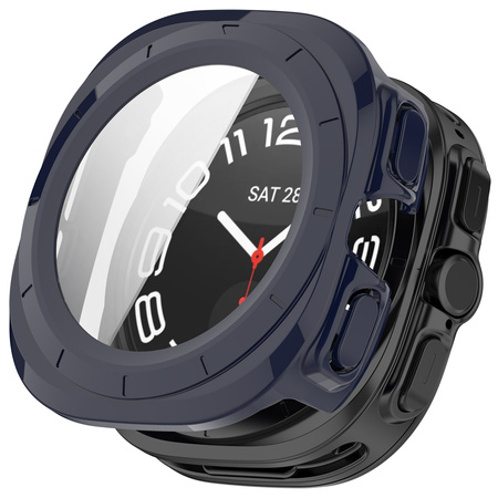 Etui ze szkłem do zegarka Bizon Case+Glass Watch do Galaxy Watch Ultra 2 / 1, niebieskie
