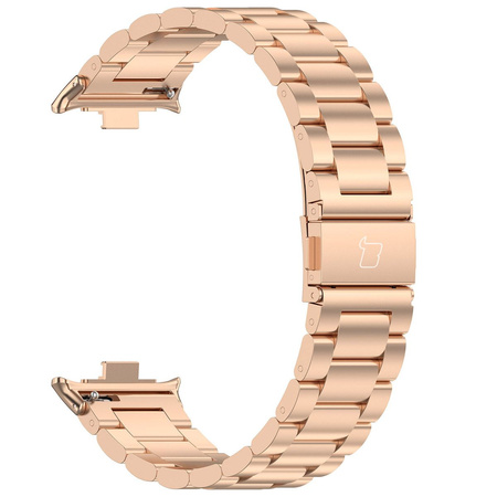 Pasek ze stali nierdzewnej Bizon Strap Watch Aura do  Xiaomi Redmi Watch 5/4 / Smart Band 9/8 Pro, różowozłoty