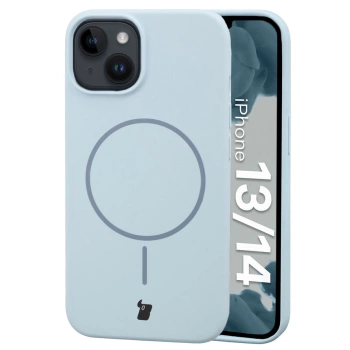 Silikonowe etui z pierścieniem magnetycznym Bizon Soft Case Magnetic do iPhone 14/13, błękitne