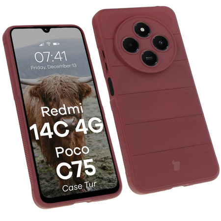 Pancerne etui Bizon Case Tur do Xiaomi Redmi 14C 4G / POCO C75, burgundowe