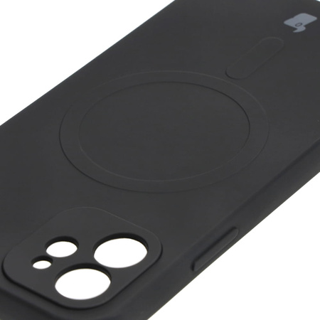 Etui silikonowe z pierścieniem magnetycznym Bizon Case Silicone Magnetic do iPhone 12, czarne