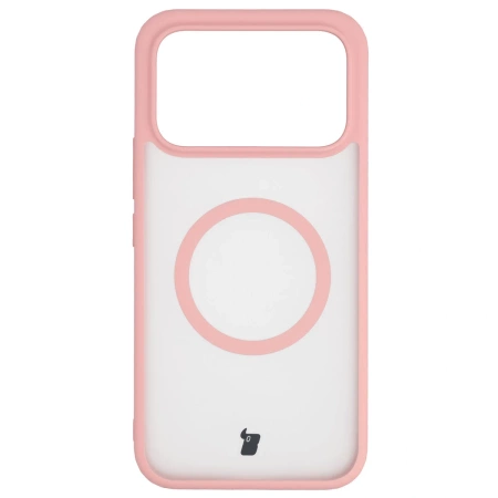 Etui z pierścieniem magnetycznym Bizon Case MatteO do Xiaomi POCO F8 Ultra, przydymione-jasnoróżowe