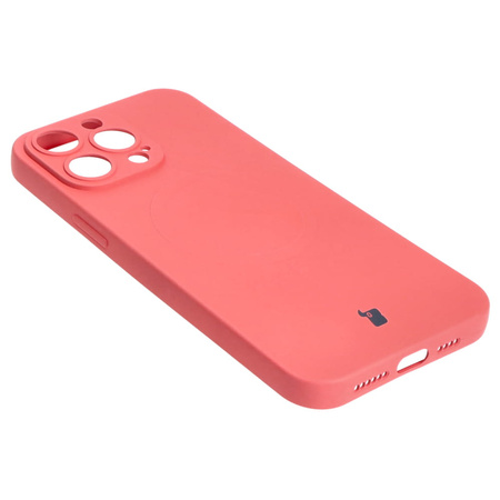 Etui silikonowe z pierścieniem magnetycznym Bizon Case Silicone Magnetic do iPhone 14 Pro Max, brudnoróżowe