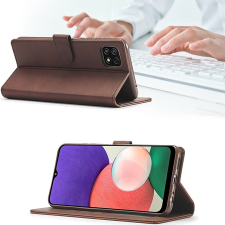 Etui Bizon Case Wallet do Galaxy A22 5G, brązowe