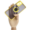 Etui z uchwytem na palec Bizon Case Hybrid Ring do Xiaomi Redmi Note 12S, przydymione z żółtą ramką