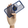 Etui z uchwytem na palec Bizon Case Hybrid Ring do Motorola Moto G13 / G23 / G53 5G, przydymione z granatową ramką