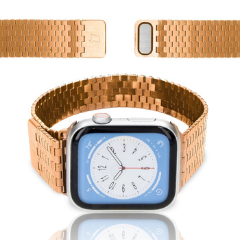 Pasek ze stali nierdzewnej Bizon Strap Watch Titanium do Apple Watch 42/44/45/49mm, różowozłoty