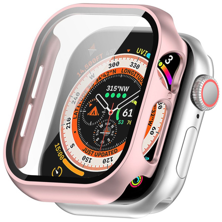 Etui ze szkłem do zegarka Bizon Case+Glass Watch do Apple Watch 10 46mm, jasnoróżowe