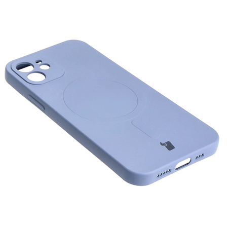 Etui silikonowe z pierścieniem magnetycznym Bizon Case Silicone Magnetic do iPhone 12, szare