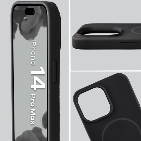 Silikonowe etui z pierścieniem magnetycznym Bizon Soft Case Magnetic do iPhone 14 Pro Max, czarne