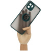 Etui z uchwytem na palec Bizon Case Hybrid Ring do Xiaomi Redmi A1, przydymione z ciemnozieloną ramką