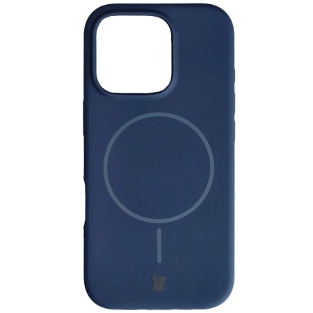 Silikonowe etui z pierścieniem magnetycznym Bizon Soft Case Magnetic do iPhone 16 Pro, granatowe