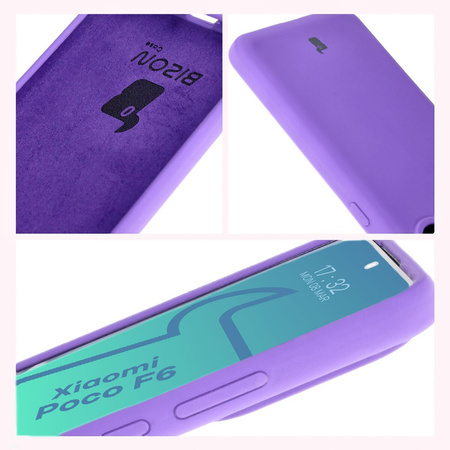 Silikonowe etui Bizon Soft Case do Xiaomi Poco F6, fioletowe