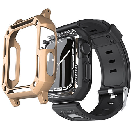 Etui z paskiem Bizon Strap + Case Watch Armor do Apple Watch 40 / 41mm, złote