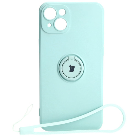 Etui Bizon Case Silicone Ring Sq do Apple iPhone 15 Plus, turkusowe