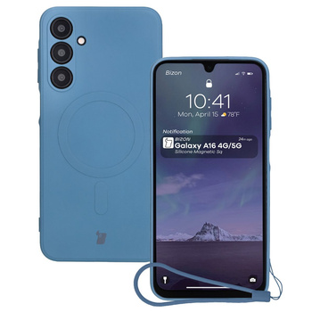 Silikonowe etui z pierścieniem magnetycznym Bizon Case Silicone Magnetic Sq do Galaxy A16 4G / 5G, granatowe
