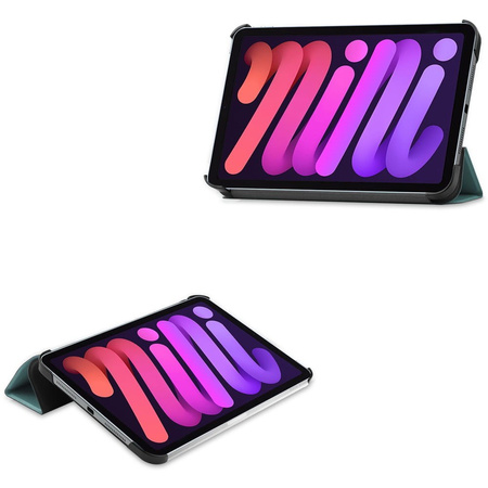 Etui Bizon Case Tab Croc do Apple iPad Mini (A17 Pro) 2024 / iPad Mini 6 2021, ciemnozielone