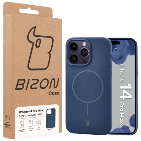 Silikonowe etui z pierścieniem magnetycznym Bizon Soft Case Magnetic do iPhone 14 Pro Max, granatowe