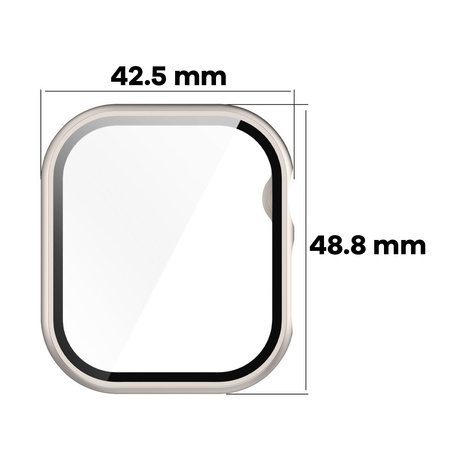 Etui ze szkłem do zegarka Bizon Case+Glass Watch do Apple Watch 11 / 10 (46mm), szampańskie