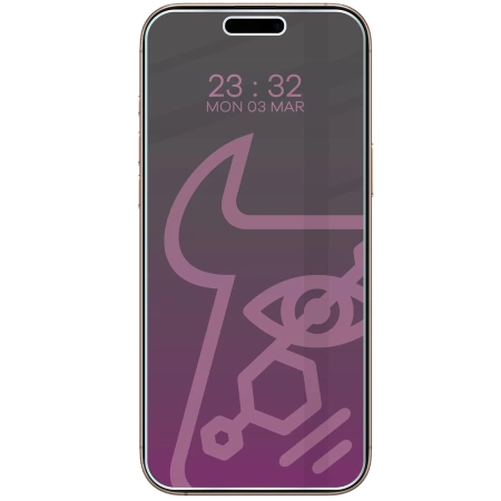 Prywatyzujące szkło hybrydowe Bizon Glass Mule Shadow do iPhone 16 Pro Max, matowe