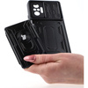 Etui Bizon Case Camshield Card Slot Ring do Redmi Note 10 Pro, czarne