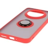 Etui z uchwytem na palec Bizon Case Hybrid Ring do Realme 14 Pro Plus 5G, przydymione z czerwoną ramką