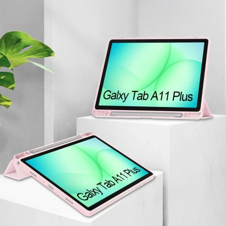 Etui z klapką Bizon Case Tab Clear Matt do Galaxy Tab A11 Plus / A9 Plus, różowe